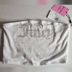 Juicy White Tube Top with Rhinestone Logo Forever 21 S
